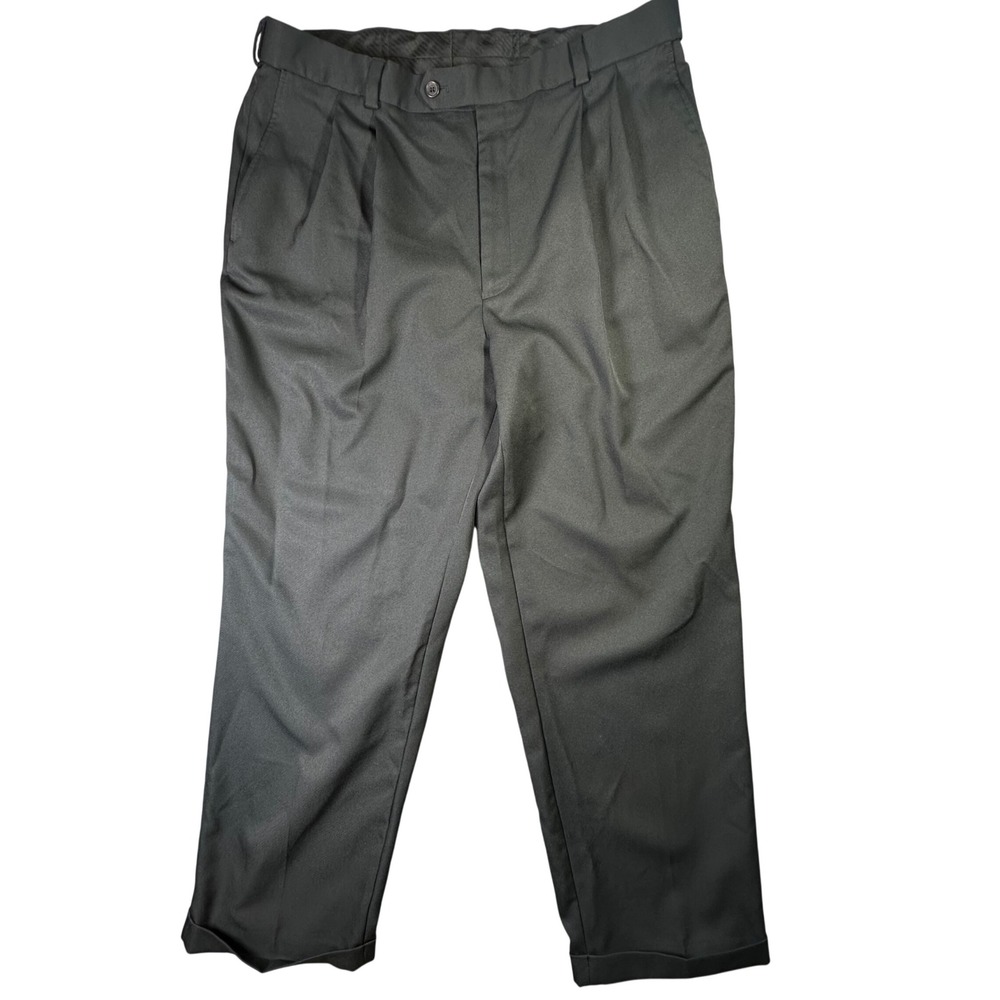 Architect Pleated Dress Pants Mens 36x29 Black Cuffed Trousers Office Formal 36